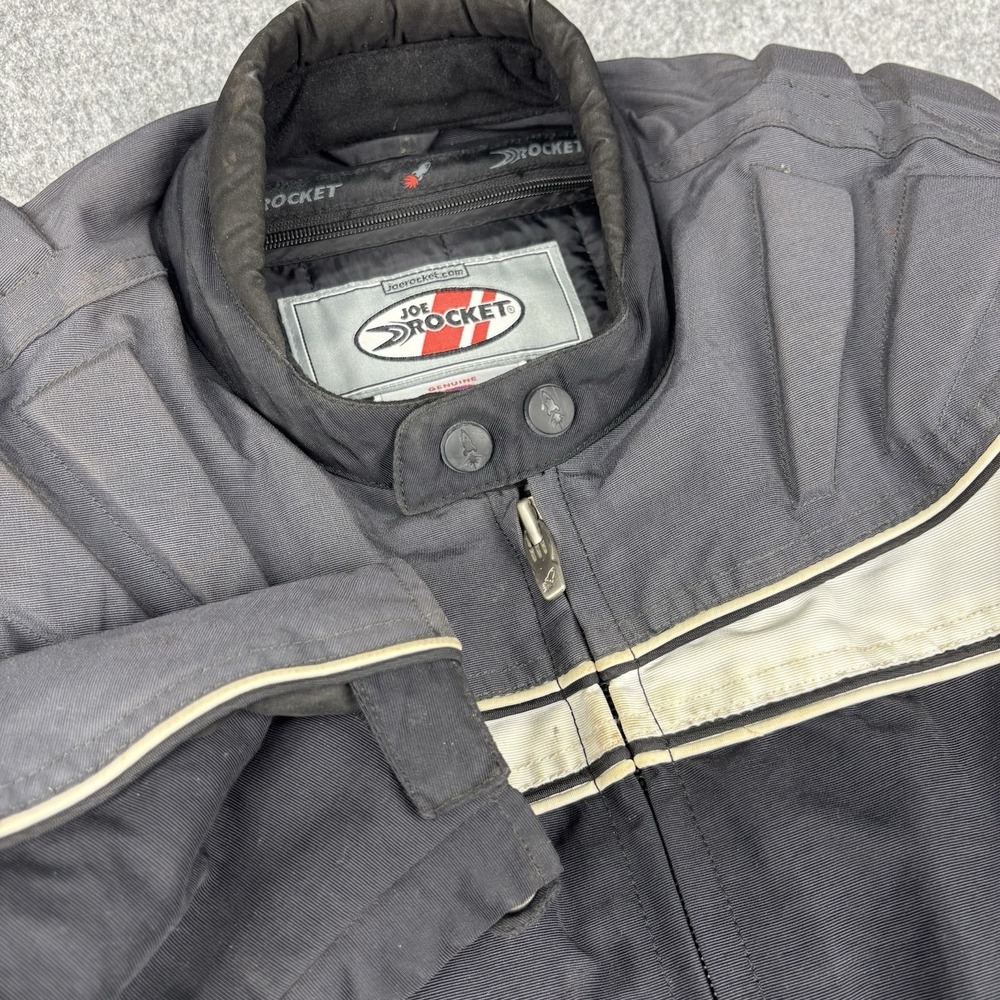 Joe Rocket Motorcycle Jacket Mens Xl Racing Armor Padded Black White Atomic Race